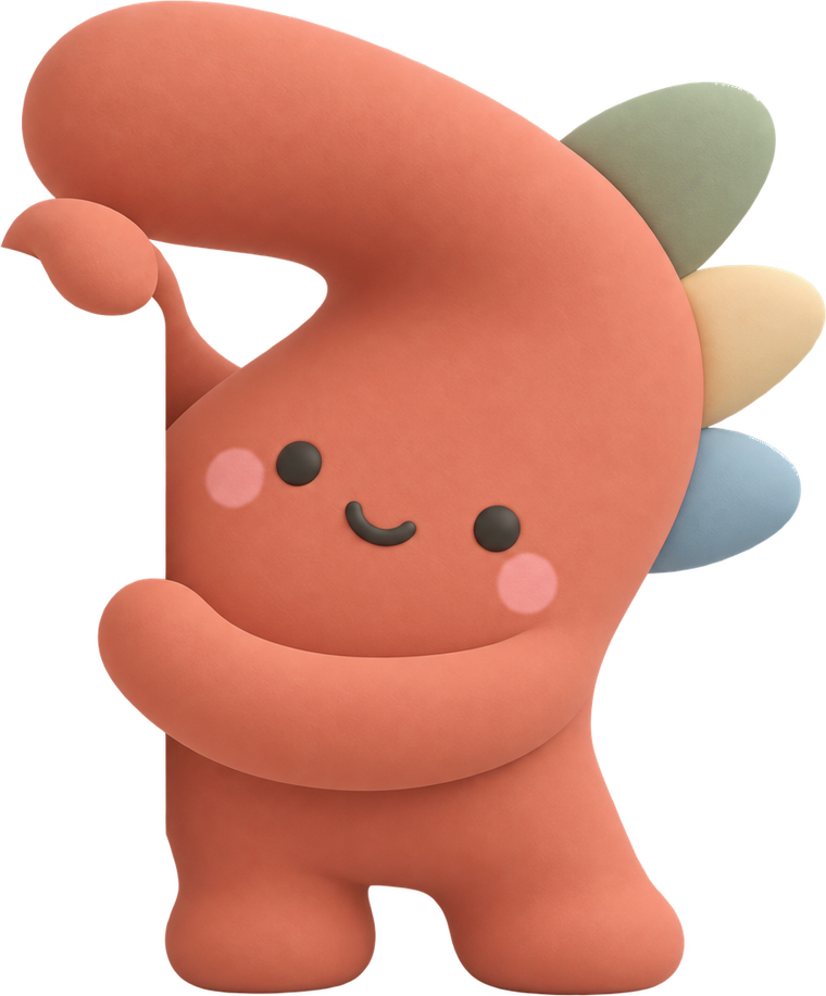 Siete, el personaje de Seven Kids, abrazando el recuadro